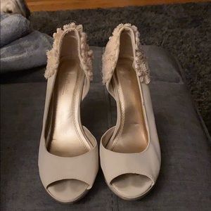 Flower Accented Nude Heels